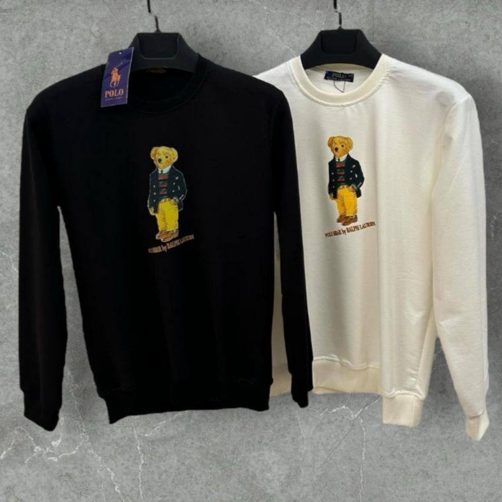 The image shows two long-sleeve sweatshirts